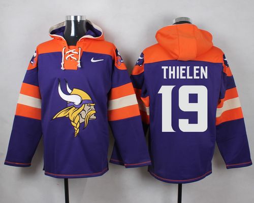 Nike Vikings #19 Adam Thielen Purple Player Pullover NFL Hoodie - Click Image to Close